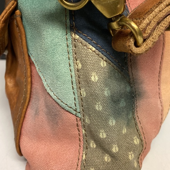 Fossil Fabric Crossbody Top Handle Patchwork Purse - Picture 6 of 17